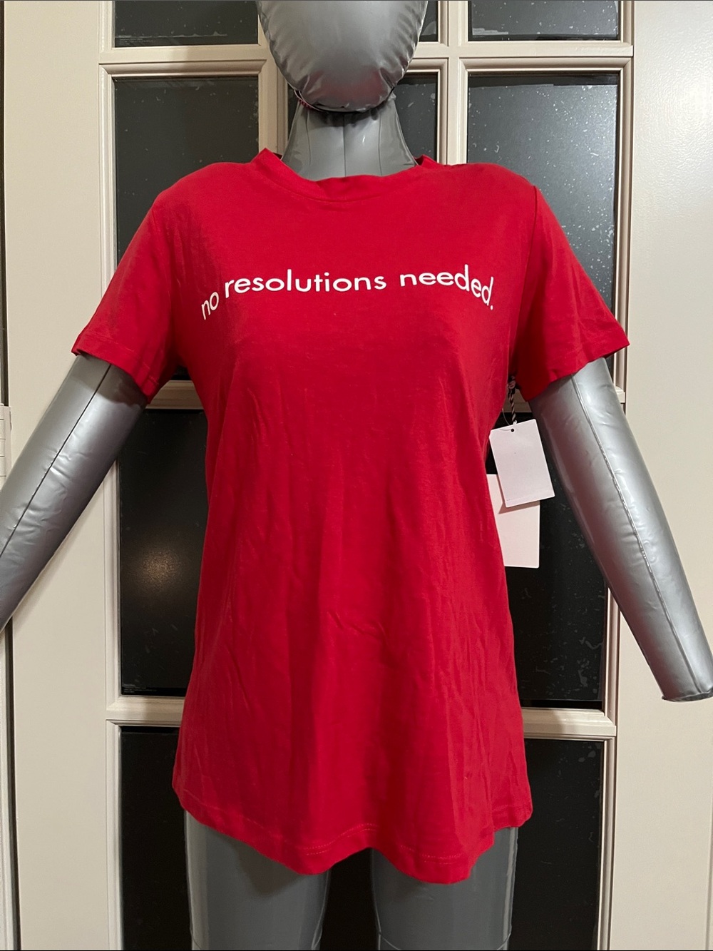 Small 1901 Red Short-Sleeve Graphic Tee - "no resolutions needed."